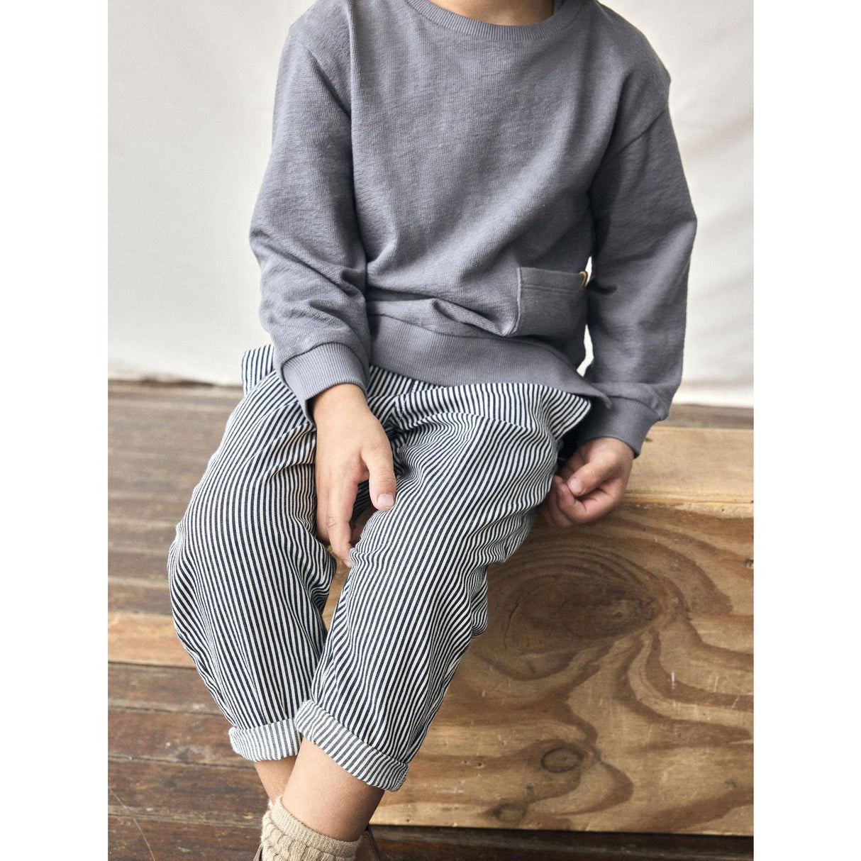 Lil'Atelier Dark Blue Denim White Nmmkasper Loose Twi Byxor 4021-Cm Lil