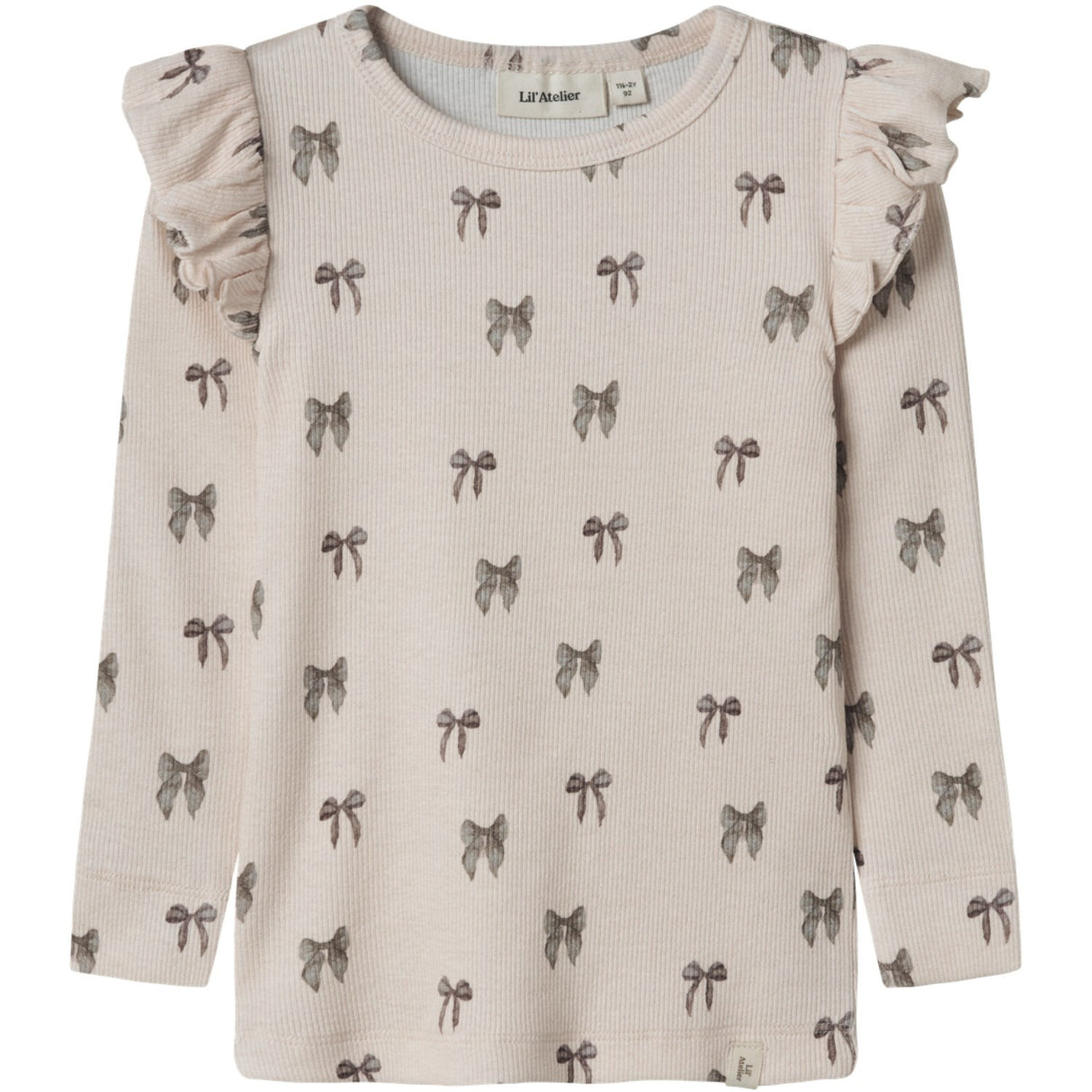 Lil'Atelier Silver Peony Bow Nmfgavo Eko Ls Slim Topp Lil Noos