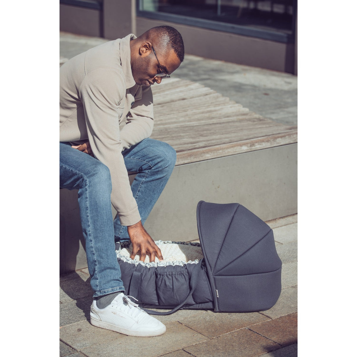 Sebra Blue Olive Huva For 3-In-1 Baby Nest