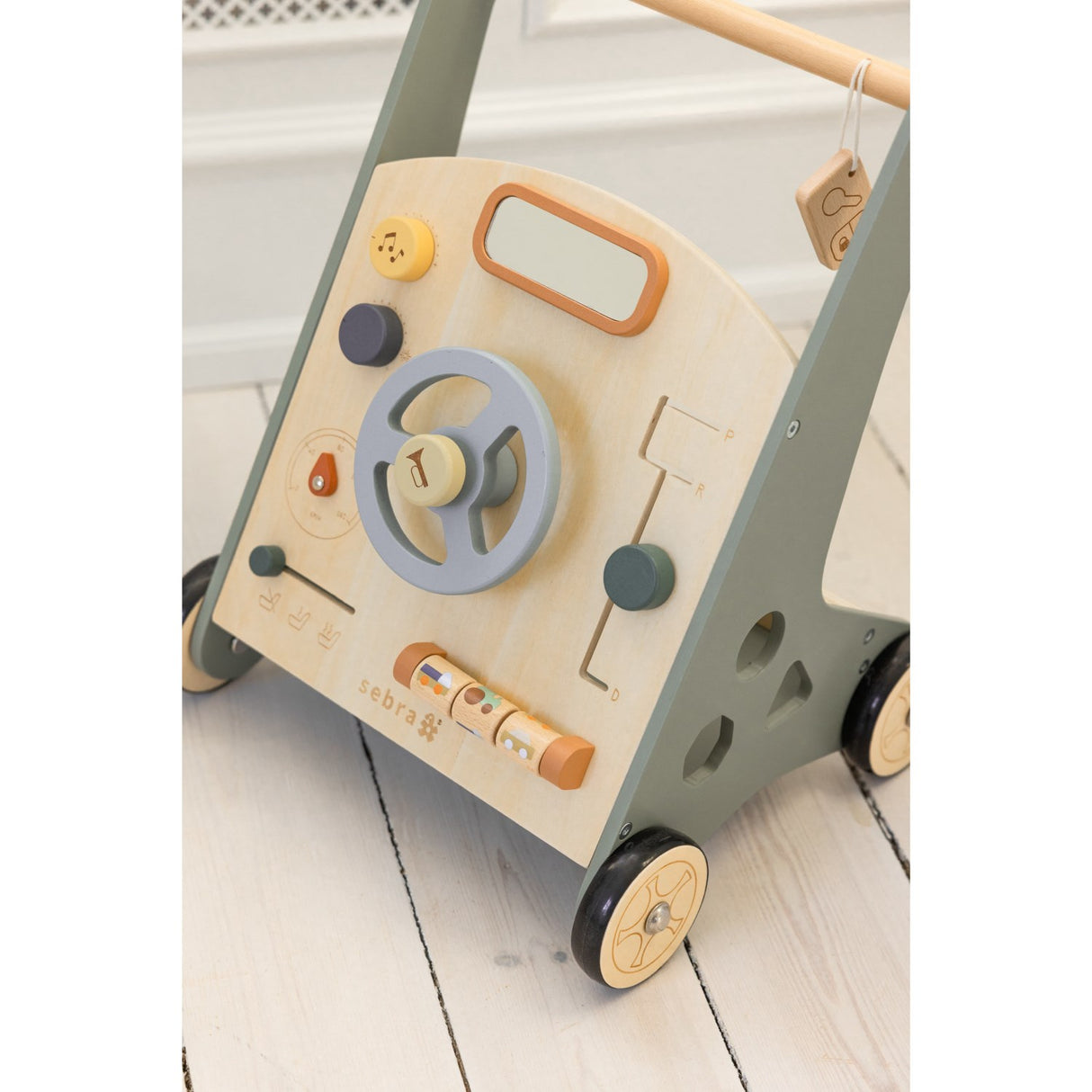 Sebra Wooden Activity Walker Bil