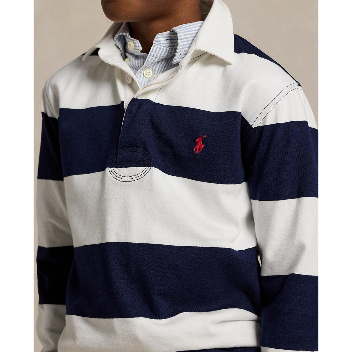 Polo Ralph Lauren White/Cruise Navy Boy Rugby L/S T-Shirt