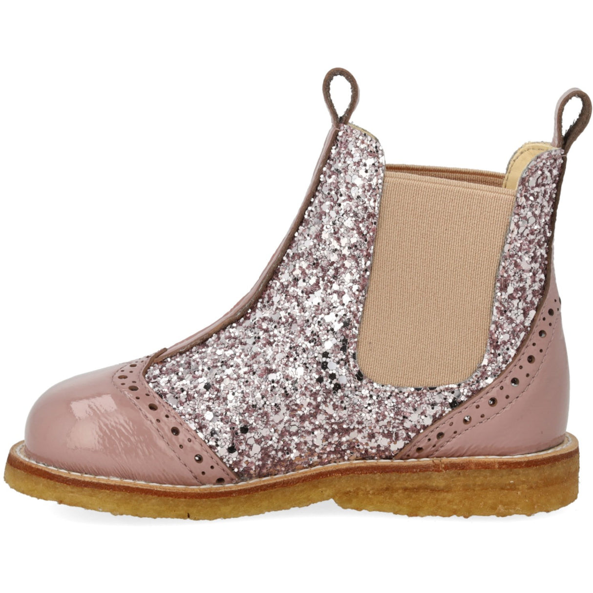 Angulus Faded Rose/Blossom Glitter/Rose Chelsea Glitter Stövel med Brogues Detalj