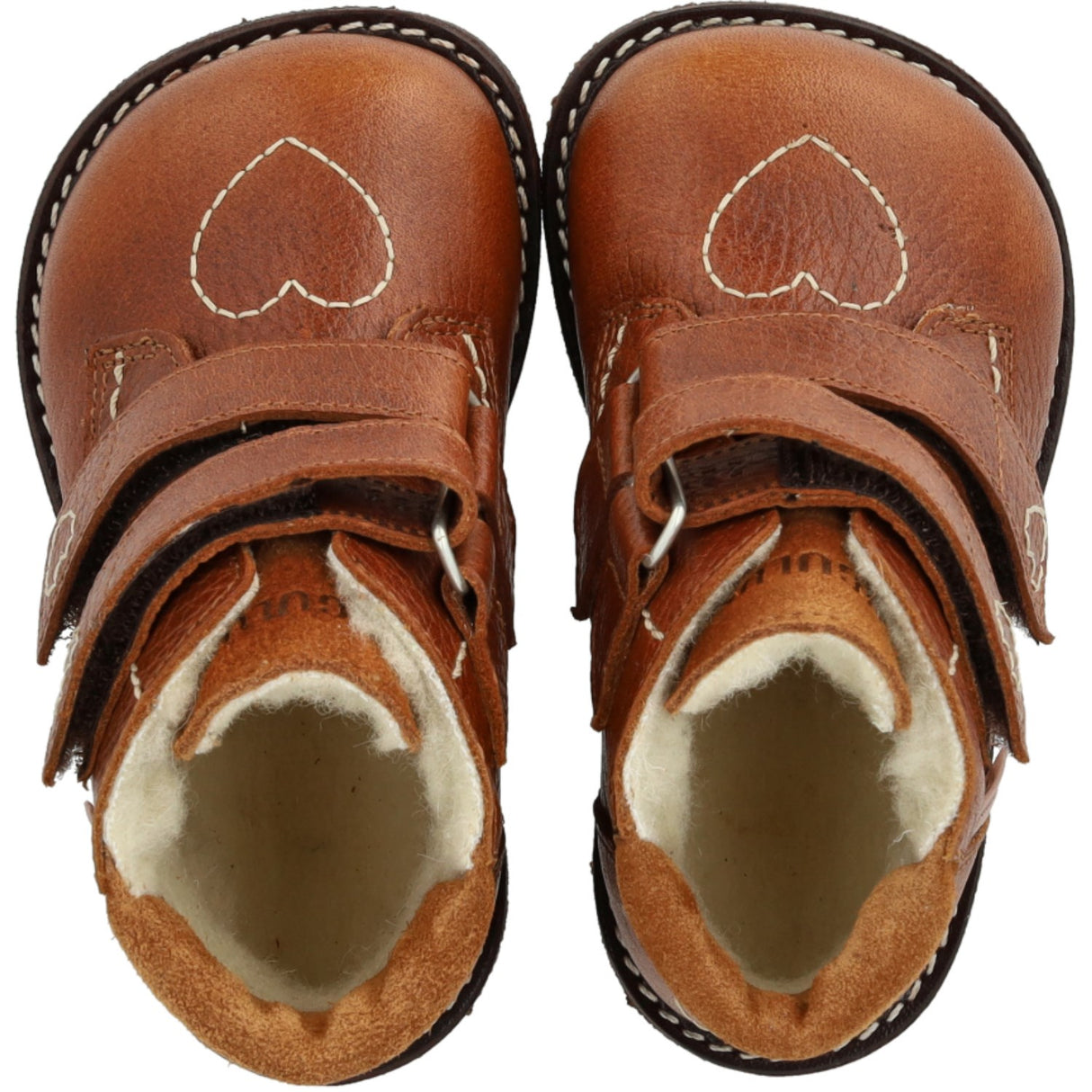 Angulus Cognac/Cognac Nybörjare TEX känga med hjärta brodyr