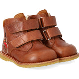 Angulus Cognac/Cognac Nybörjare TEX känga med broderad snögubbe