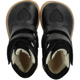 Angulus Svart/Svart Glitter TEX Känga med Glittrande Glitter Hjärtan