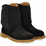 Angulus Black Fringed Cowboy Boot med Broderi