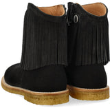 Angulus Black Fringed Cowboy Boot med Broderi