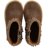 Angulus Dark Taupe Fringed Cowboy Känga med Broderi