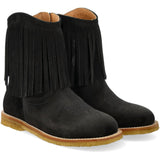 Angulus Black Fringed Cowboy Boot med Broderi