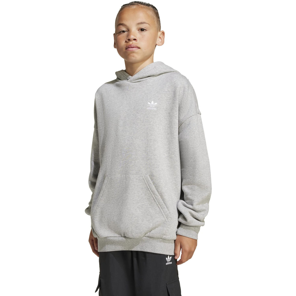 adidas Originals Medium Grey Heather/White Loose Hoodies Fl