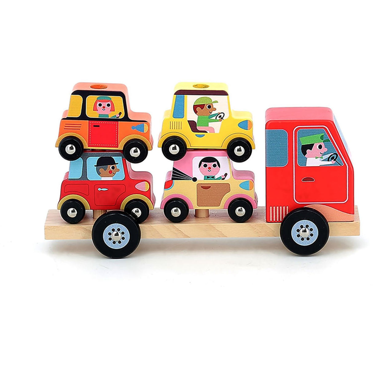 Vilac lastbil med släp och staplingstruckar