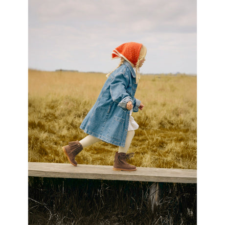 Angulus Dark Taupe Fringed Cowboy Känga med Broderi