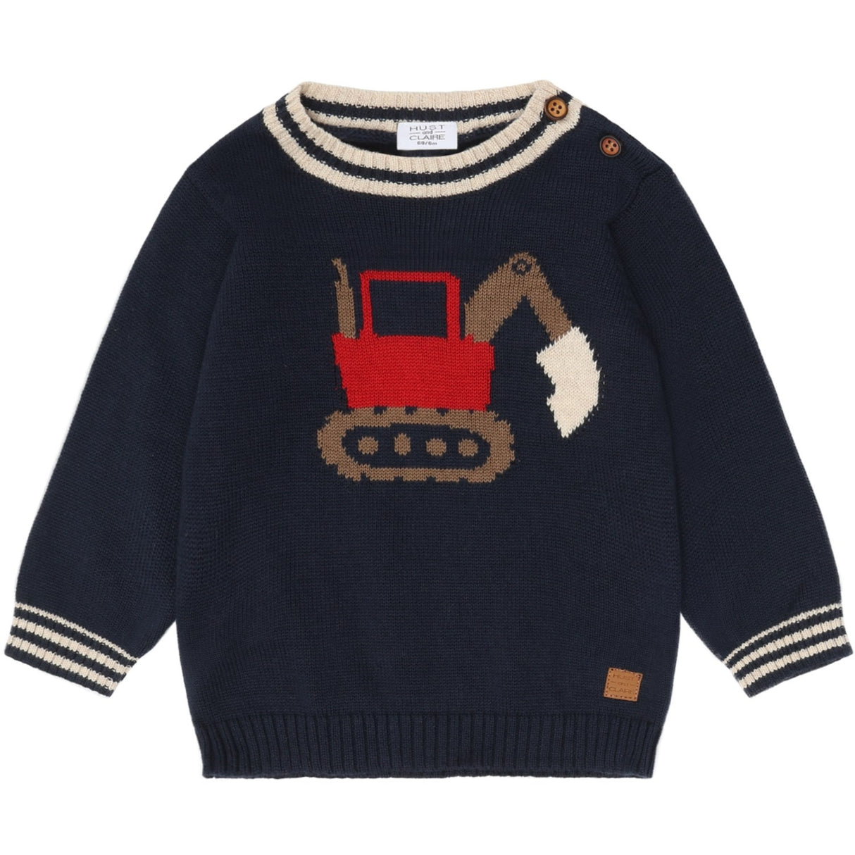 Hust & Claire More Navy Pilou Stickad Backhoe