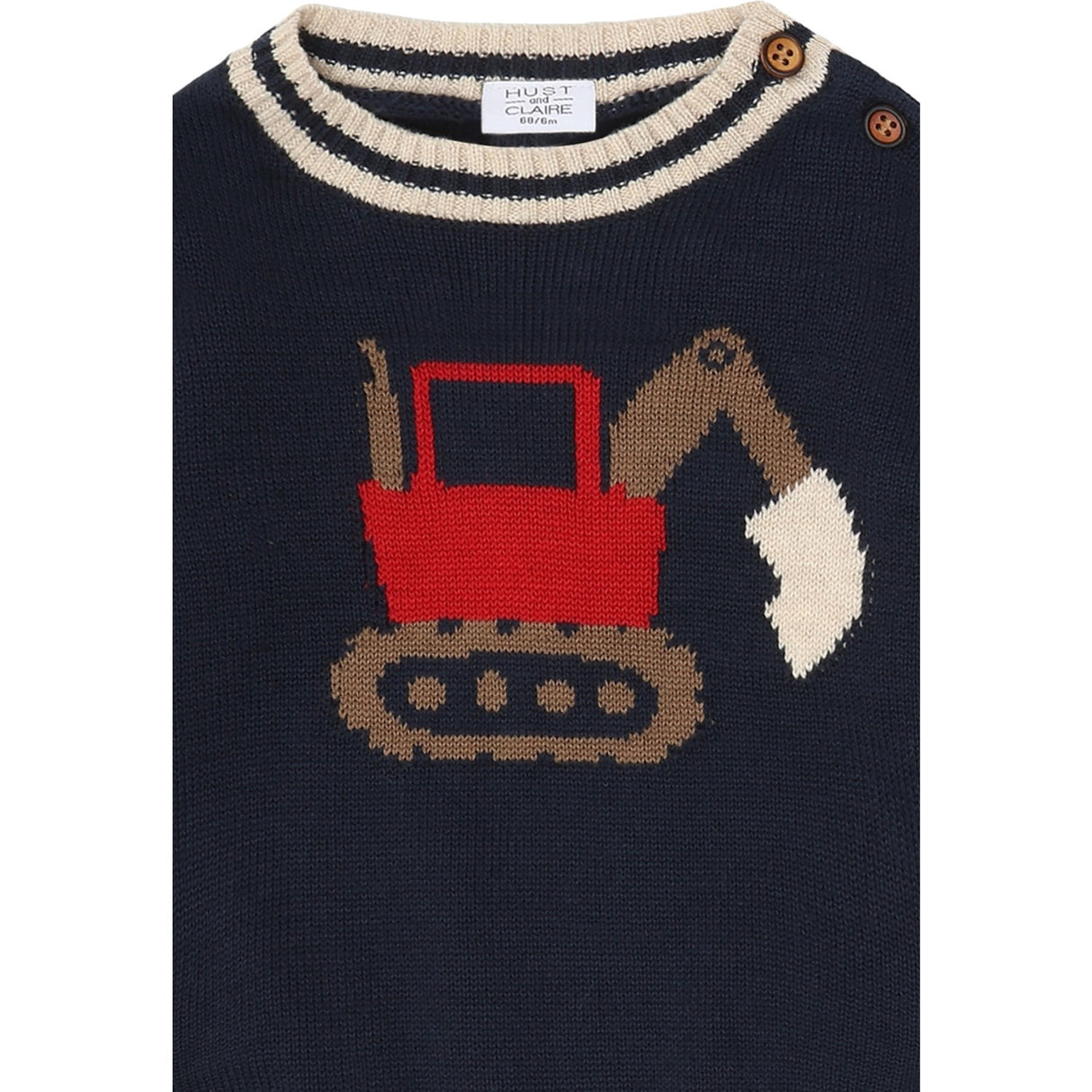 Hust & Claire More Navy Pilou Stickad Backhoe