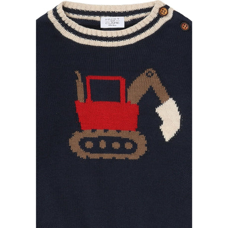 Hust & Claire More Navy Pilou Stickad Backhoe
