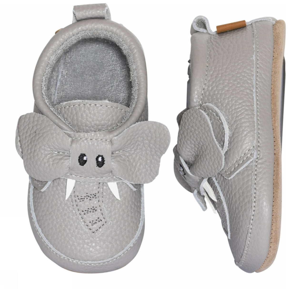 MELTON Opal Grey Elephant läder tofflor