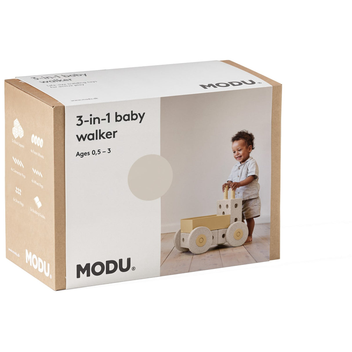 MODU Sand Grey / Honey Yellow 3-i-1 Baby Walker