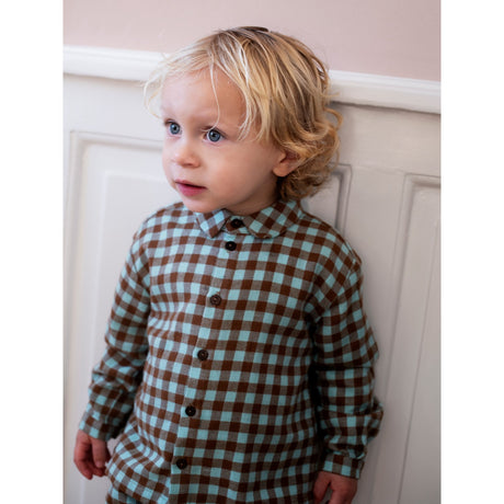 Serendipity Coffee Checks Brushed Krage Skjorta