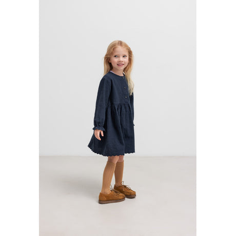 MarMar Chambray Dark Blue Stripe Dagmara Scallop Klänning