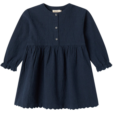 MarMar Chambray Dark Blue Stripe Dagmara Scallop Klänning