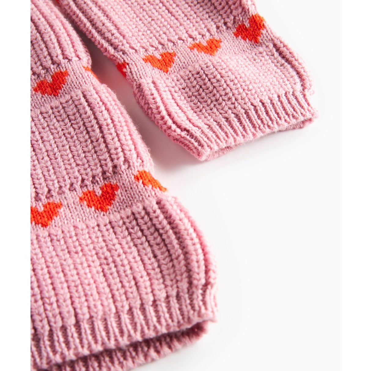 MarMar Light Cotton Wool Pattern Soft Berry Hearts Daso Stickad Klänning