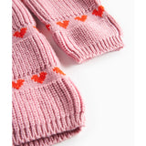 MarMar Light Cotton Wool Pattern Soft Berry Hearts Daso Stickad Klänning