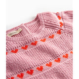 MarMar Light Cotton Wool Pattern Soft Berry Hearts Daso Stickad Klänning