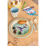 Rice Blue Ocean Print Kids Melamine Sked And Fork