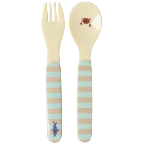 Rice Blue Ocean Print Kids Melamine Sked And Fork