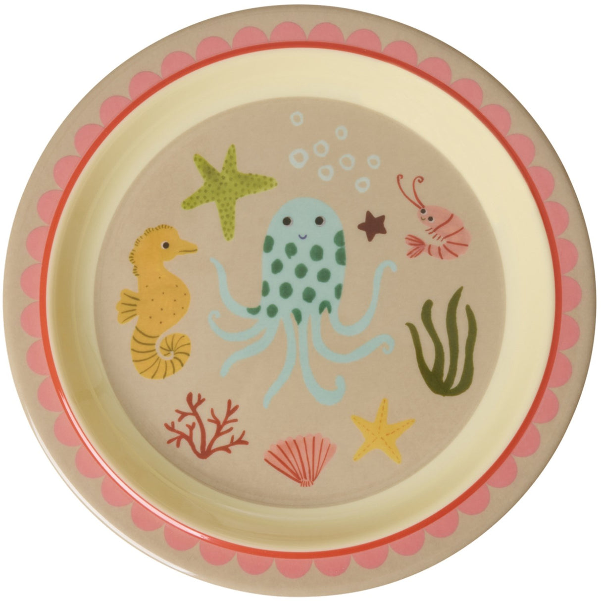 Rice Coral Ocean Print Melamine Kids Lunch Tallrik