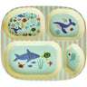 Rice Blue Ocean Print Melamine Kids 4 Room Tallrik