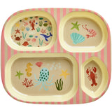 Rice Coral Ocean Print Melamine Kids 4 Room Tallrik