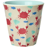 Rice Blue Ocean Print Melamine Cups Small 6 Pack 160 Ml