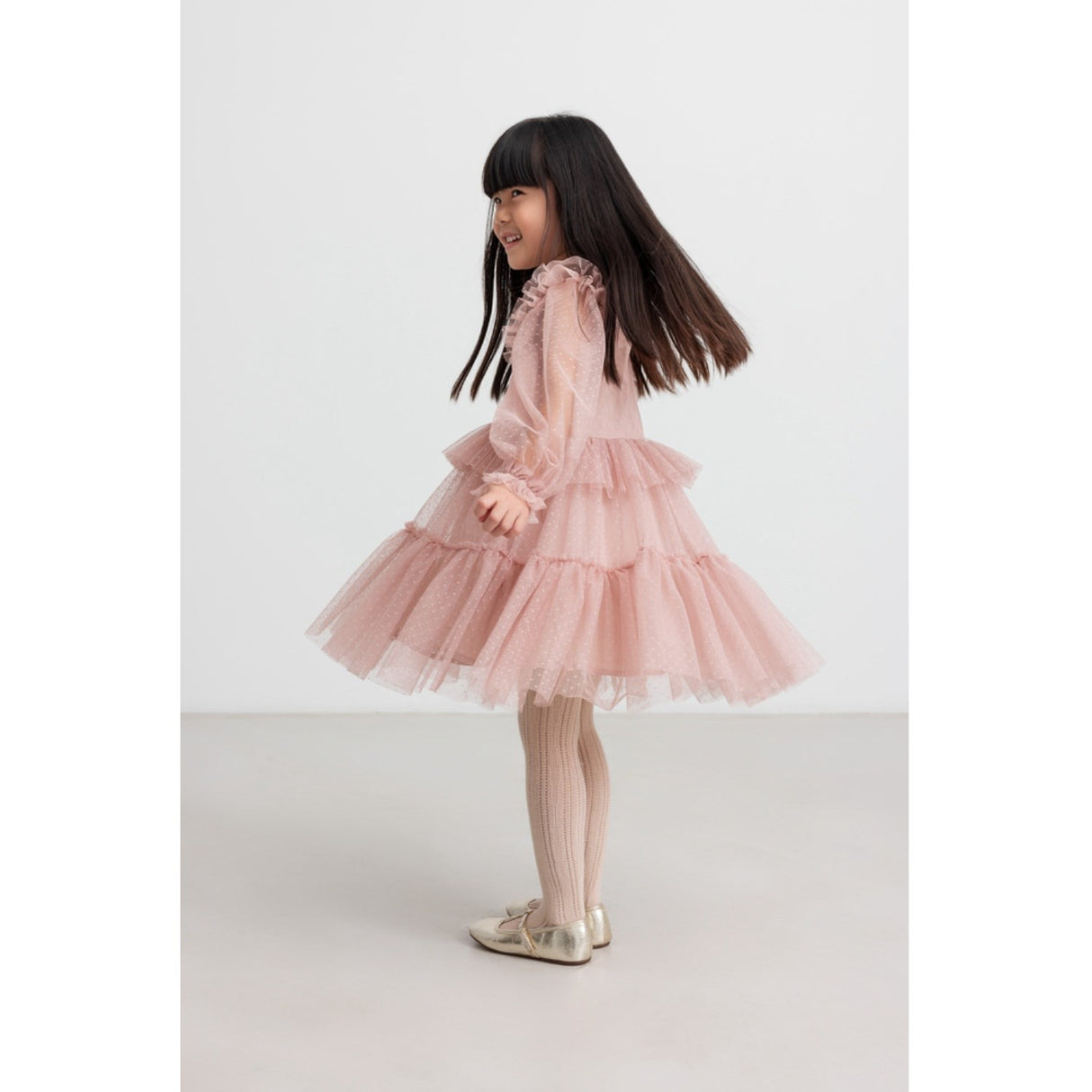 MarMar Tulle Dotty Faded Rose Doth LS Klänning