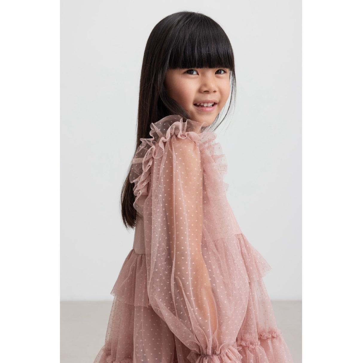 MarMar Tulle Dotty Faded Rose Doth LS Klänning