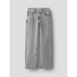 Name It Light Grey Denim Heart Studs Nkfrose Wide Jeans 5503-Ya N