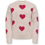 kids ONLY Birch Salsa Hearts Kognaja L/S Flower Pullover Knt