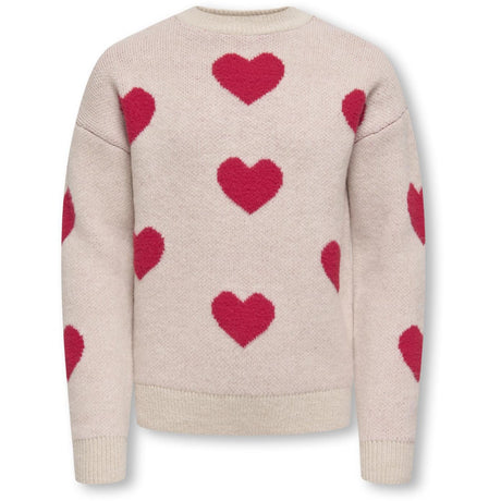 kids ONLY Birch Salsa Hearts Kognaja L/S Flower Pullover Knt