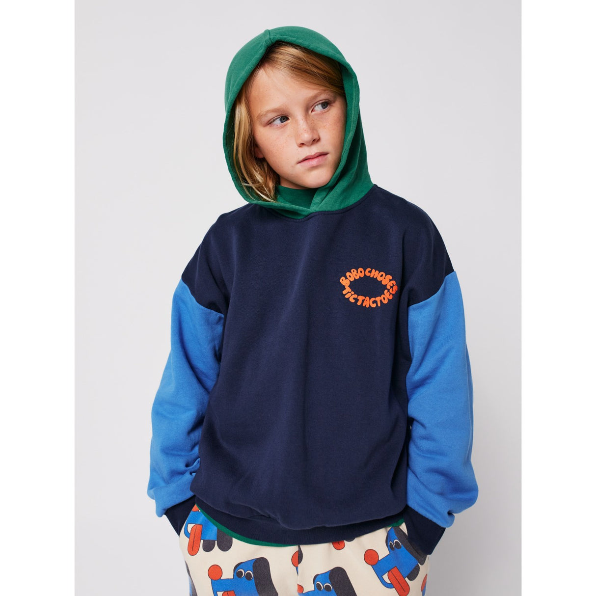 Bobo Choses Multicolor Tic Tac Toe Färg Block Hoodies