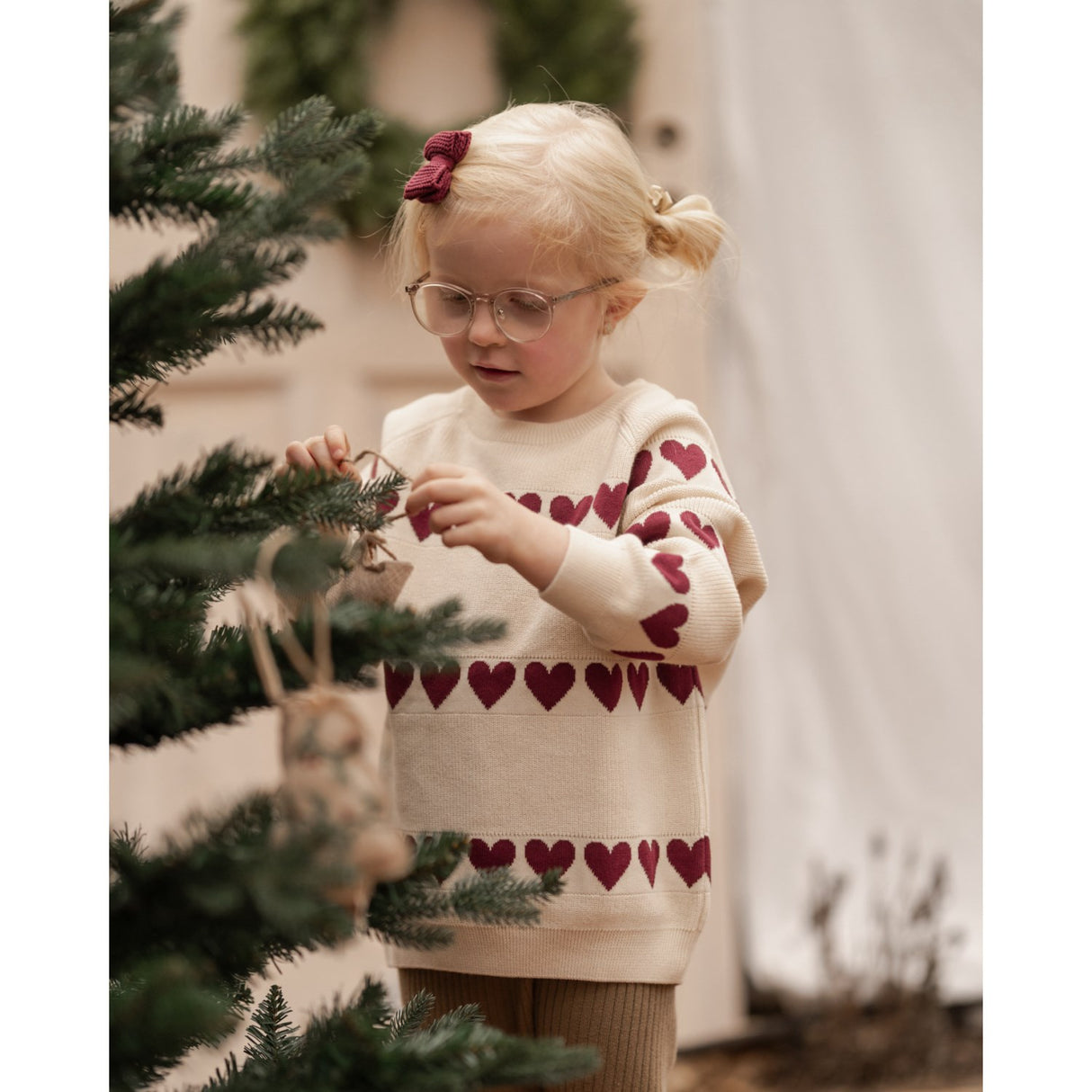 Hanevild Ivory Red Heart Blus
