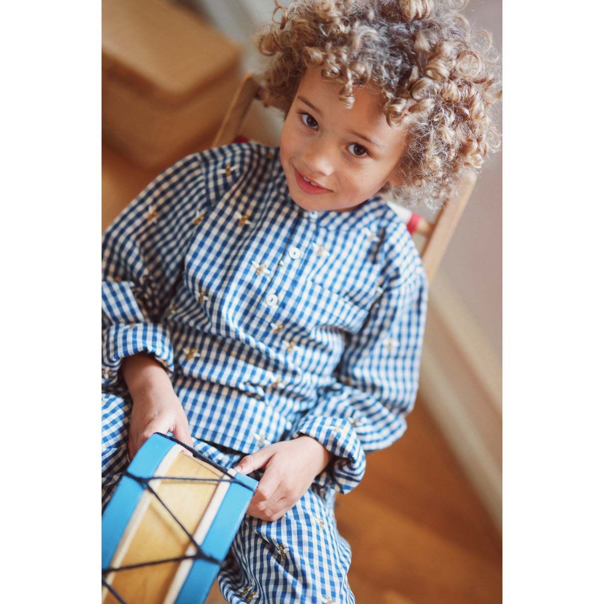 Flöss Bee Blue Check Olivian Skjorta