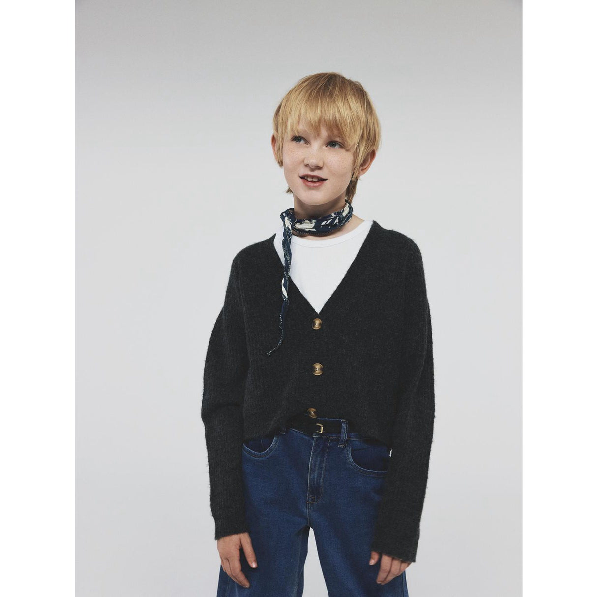 Name It Dark Grey Melange Holly Short Strik Cardigan Noos