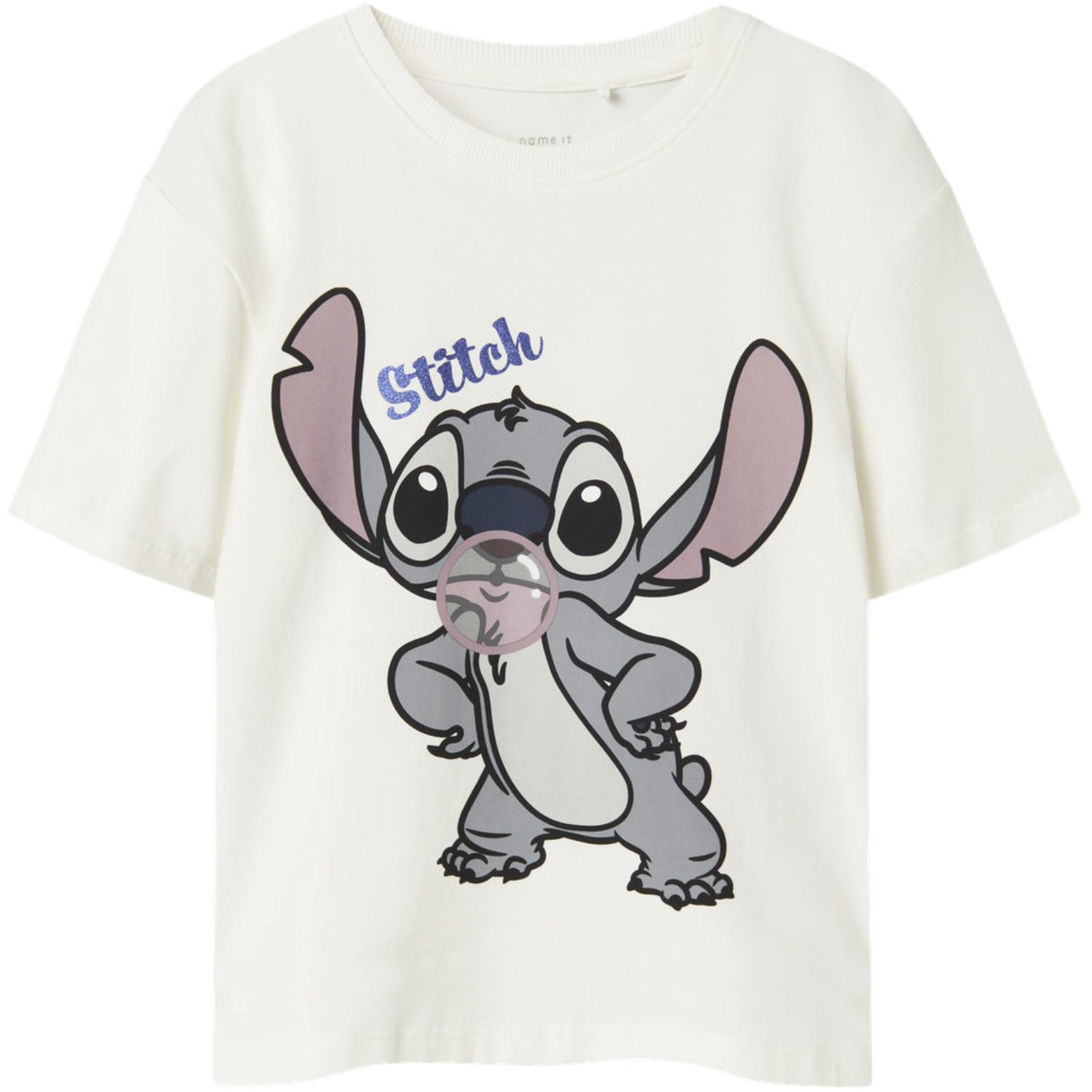 Name It Cloud Dancer Nkfakun Stitch Ss Nreg Topp Box Noos Wdi