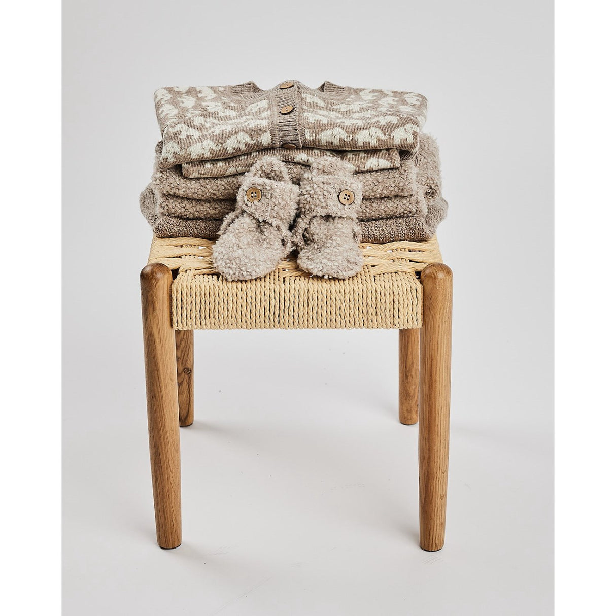 Smallstuff Natur Melange Cardigan Med Dragkedja Bouclé Merino Ull