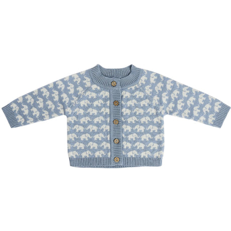 Smallstuff Blue Cardigan Ao Elephants Merino Ull