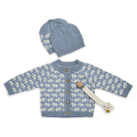 Smallstuff Blue Cardigan Ao Elephants Merino Ull