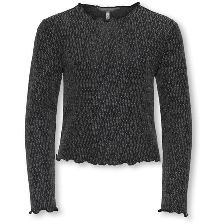 kids ONLY Black Lurex Silver/Harlekin Kogqueen L/S Glitter Topp Bf Jrs