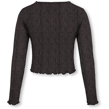 kids ONLY Black Lurex Rose Gold/Stripe Kogqueen L/S Glitter Topp Bf Jrs