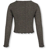 kids ONLY Black Lurex Light Gold/Silver/Wide Stripe Kogqueen L/S Glitter Topp Bf Jrs