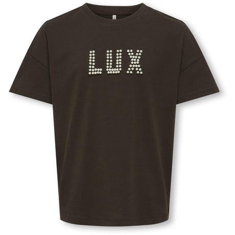 kids ONLY Black Coffee Lux Kogkate Life Ss O-Neck Pearl Topp Jrs